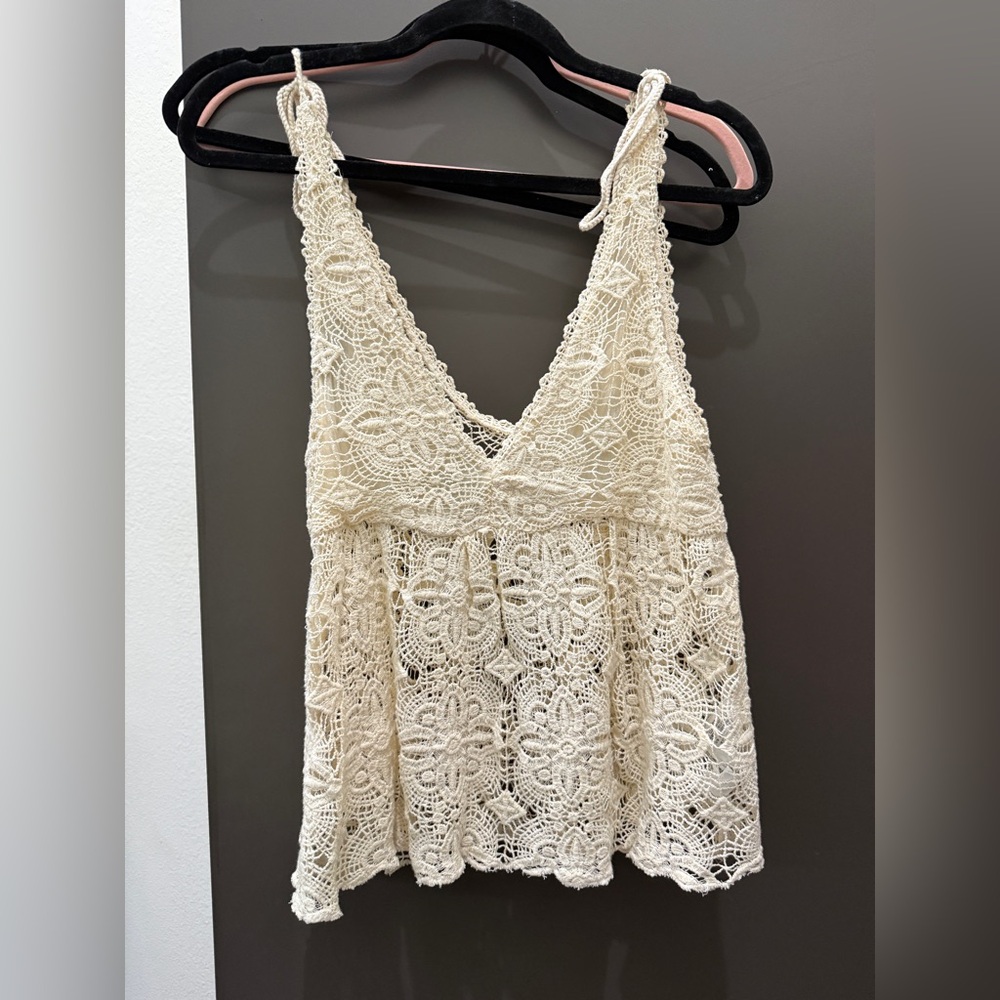 Zara Ivory Crochet Lace Top